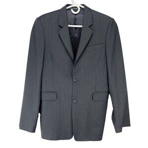 PHILIPPE DUBUC Wool Single Breasted Light Red & Gray Stripes Gray Blazer Size 38